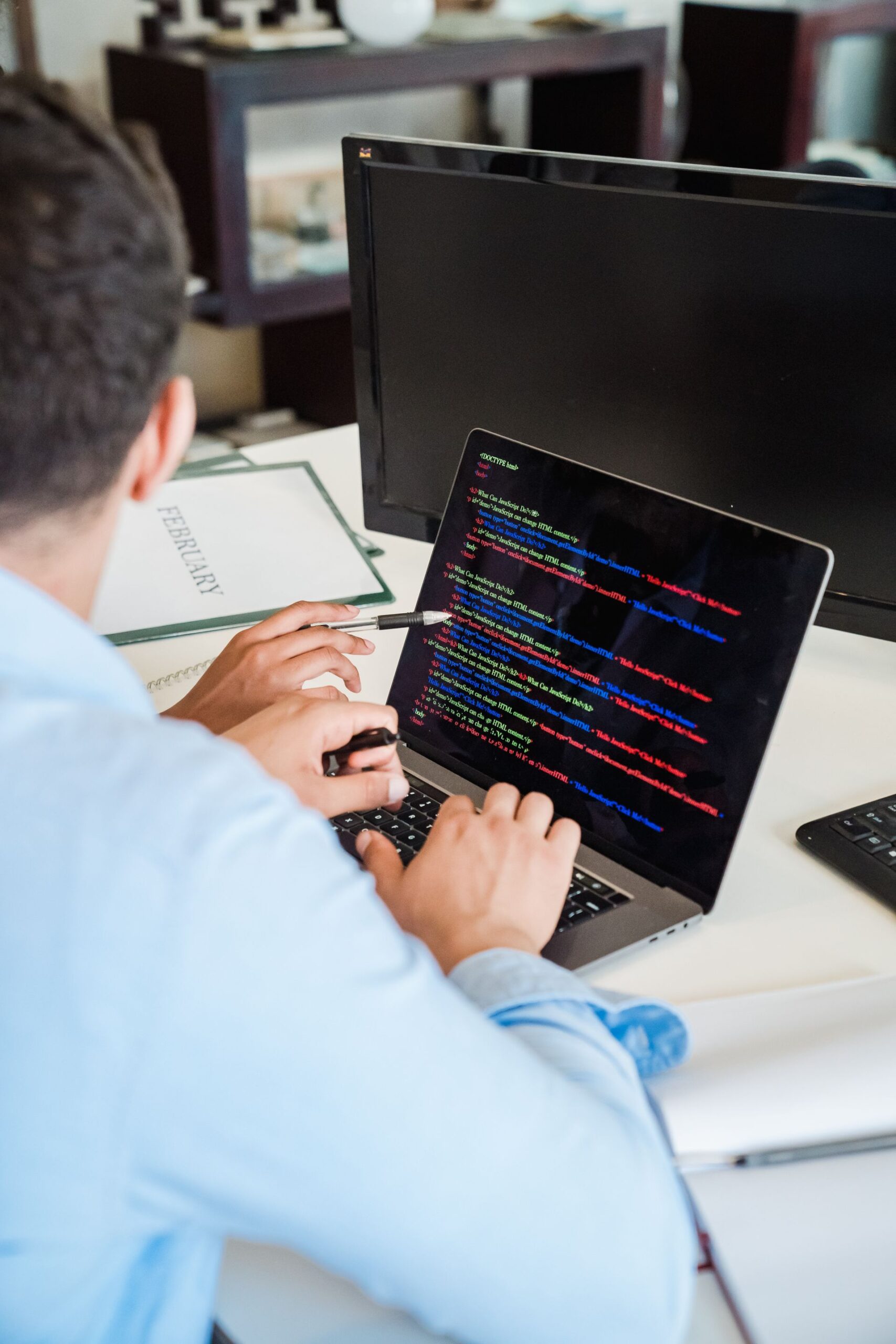 Developer working at a laptop